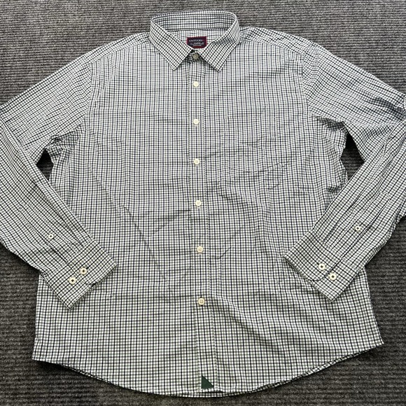 UNTUCKit L/S Button Up Dress Shirt Men's XL White Blue Green Check Stretch‎ - Picture 2 of 4